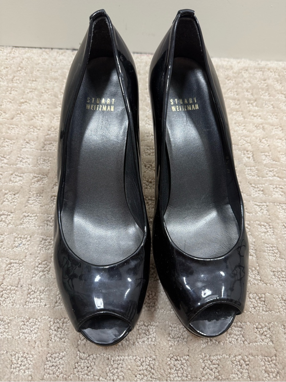 STUART WEITZMAN | Black Patent Peeptoe Heels Size 8.5